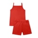 thumbnail image 4 of Conjuntos de camiseta sin mangas de cuello redondo para niños, camiseta sin mangas con tirantes finos y pantalones cortos, conjunto de dos piezas para el hogar para niñas, top de poliéster, 4 of 5