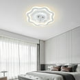 thumbnail image 2 of 24-36W Flush Mount Low Profile Ceiling Fan with Light and Remote, 6 Wind Speeds, Dimmable LED Chandelier Lamp for Rooms 110V, 2 of 14