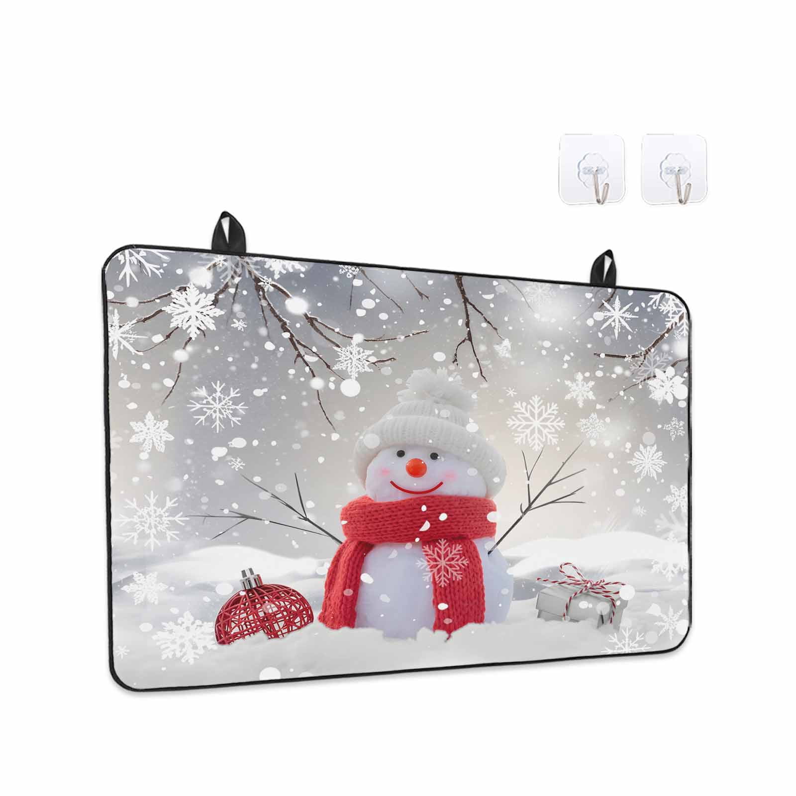 Grey Snowman Christmas Stove Top Cover for Electric Stove, Heat-proof & Non Slip Glass Top Stove Cover Protector, Xmas Snowflake Branch Kitchen Flat Cooktop Rubber Mat 24x21 Inches