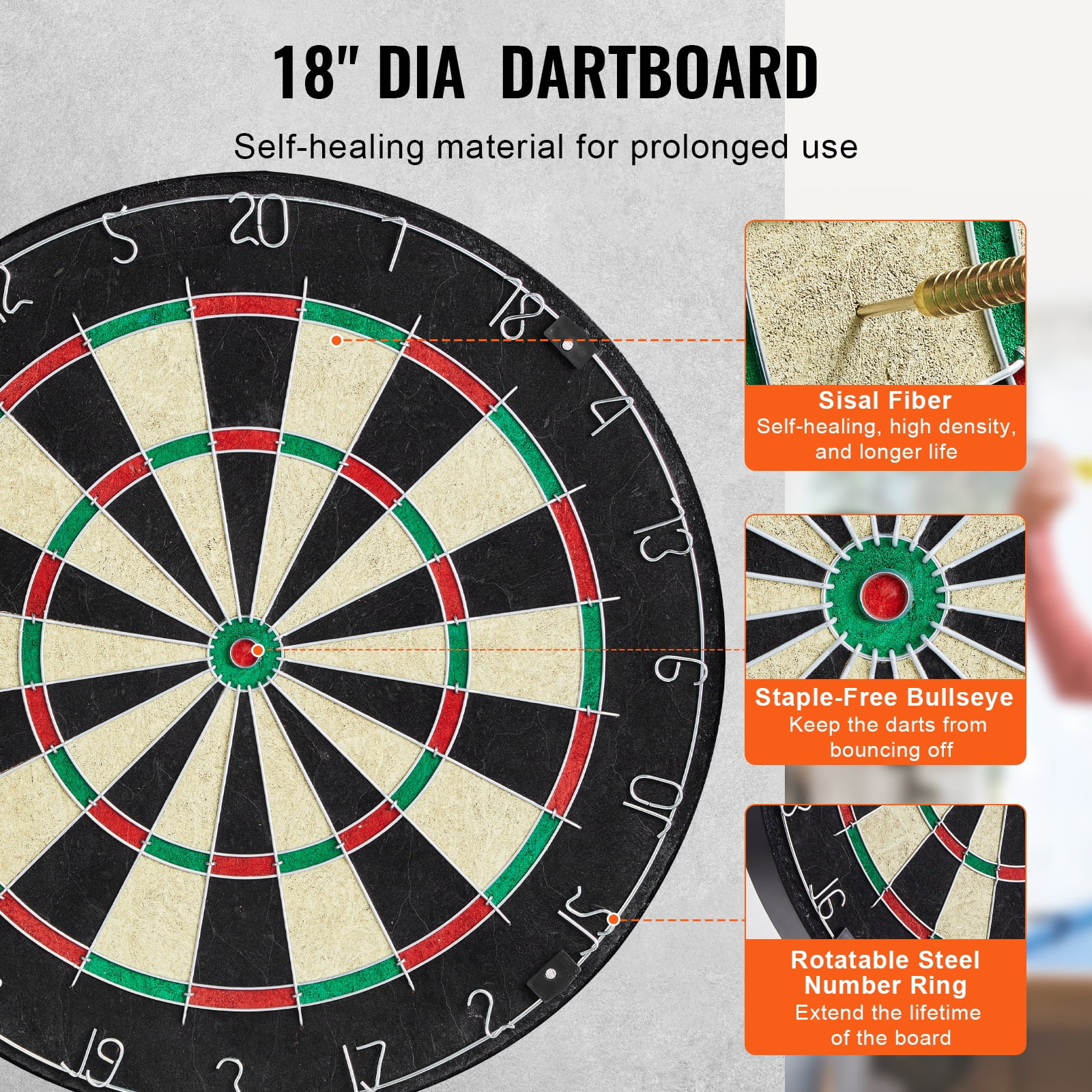 KFFKFF Dartboard with Cabinet Kit, Prepped Bundle of Official Dimension Dartboard Cabinet, Steel Point Dart Concealment Cabinet, Equipped with LED Illumination, Simple Set-Up