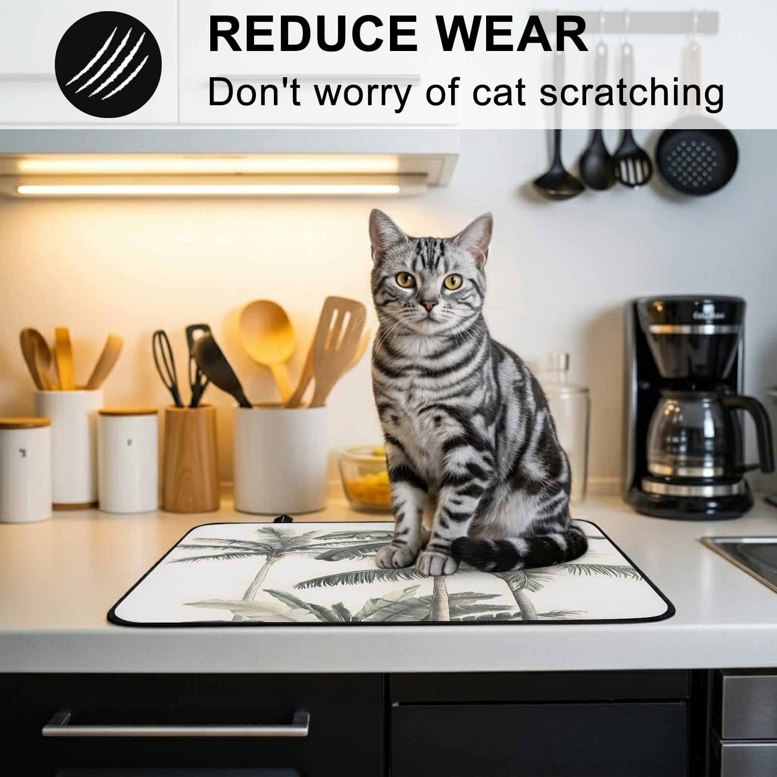 Tropical Palm Tree Stove Top Cover for Electric Stove, Heat-proof & Non Slip Glass Top Stove Cover Protector, Summer Beach Botanical Kitchen Flat Cooktop Rubber Mat 24x21 Inches