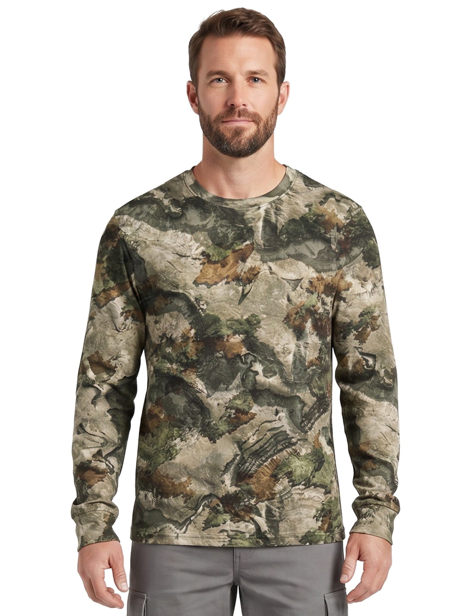 Mossy Oak Men's Long Sleeve Scent Control Hunting Camouflage T-Shirt, Terra Gila, S