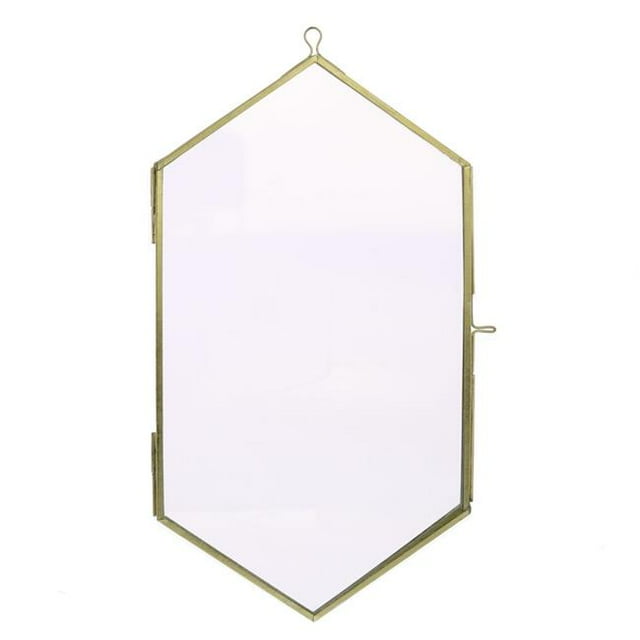 Benjara BM231240 Metal Hexagonal Wall Frame with Mounting Hardware, Brass - Medium