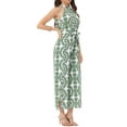 thumbnail image 4 of INSPIRE CHIC Sleevless Boho Jumpsuit for Women's Tie Halter Neck Belt Slit Side Long Wide Leg Pants XS Green, 4 of 6