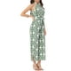 thumbnail image 4 of INSPIRAR CHIC Mono Casual Sin Mangas para Mujer con Patrón Boho, Cuello Halter con Lazo, Pantalones de Pierna Ancha con Abertura M Verde, 4 of 6