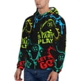 thumbnail image 2 of KLL Play Game Start Print Mens Hoodie Long Sleeve Casual Pullover Hooded Sweatshirt Fashion Drawstring Hoodies with Pocket-3X-Large, 2 of 6