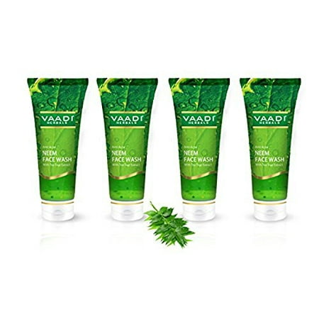 Vaadi Herbals Value Pack of Anti Acne Neem Face Wash with Tea Tree Extract, 4 x