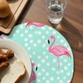 thumbnail image 3 of Green Flamingo Round 13 Inch Placemats Set of 8, Polka Dot Modern Art HeatResistant Non Slip Place Mats for Dining Table, Wipeable Braided Kitchen Table Mats for Housewarming, 3 of 9