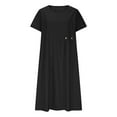 thumbnail image 4 of Women's 2025 Linen Beach Sundress - V-Neck Sleeveless Midi with Side Pockets, Casual Button-Down Vacation Dress for Summer, 4 of 6