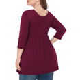 thumbnail image 3 of CHUANK Tunique à Col Rond pour Femmes Grande Taille, Blouse à Manches 3/4, T-Shirt Ample à Fleurs 0X-5X, 3 of 4