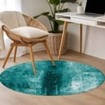 thumbnail image 4 of Teal Round Area Rug 3.3 FT, Non Slip Small Entryway Kitchen Mat, Retro Oil Painting Modern Abstract Art Aesthetics Washable Soft Circular Rug Non-Shedding Door Mat for Bathroom Playroom Kids Room, 4 of 9
