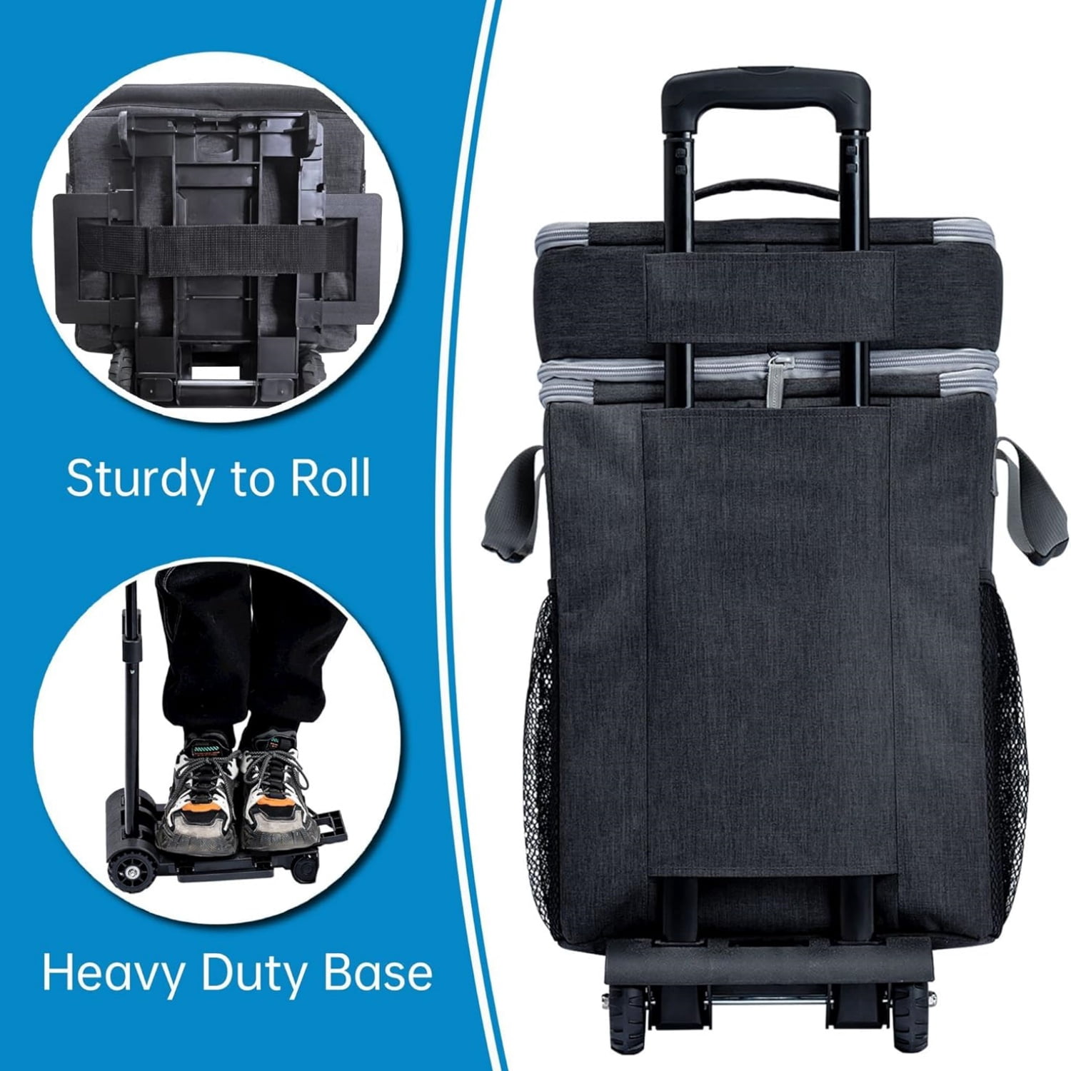 72-Can Large Rolling Cooler, Leakproof Insulated Soft Cooler Bag with Wheels and Handle Collapsible for Beach Camping Patio Travel Outdoor