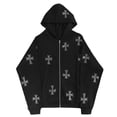 thumbnail image 2 of Sudadera con capucha deportiva para hombre y mujer, sudadera con diamantes de imitación cruzados, abrigo de primavera y otoño, sudaderas con capucha de ocio, sudaderas con capucha de gran tamaño con c, 2 of 5