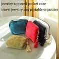 thumbnail image 4 of Jewelry Zippered Pocket Case Travel Jewelry Bag Portable Organizer,Travel Jewelrycase-Thousand-Layer Storage Bag,Mini Soft Foldable Velvet Pouch with Tassel for Earrings Necklace Rings(Green), 4 of 7