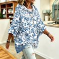thumbnail image 5 of Oversized Hoodies for Women 3/4 Sleeve Floral Graphic Hooded Sweatshirt Loose Fit Pullover Casual Fall Outfits Soft Daily Going Out Pullover Tops, 5 of 6
