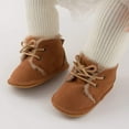 thumbnail image 4 of Baby Warm Booties Newborn Boy Girl Boots Cozy Fur Shoes Lace Up Toddler Booties First Walker Winter Crib Boots, 4 of 6