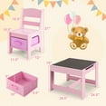 thumbnail image 3 of Gymax 3 in 1 Kids Wood Table Chairs Set w/ Storage Box Blackboard Drawing Pink, 3 of 10