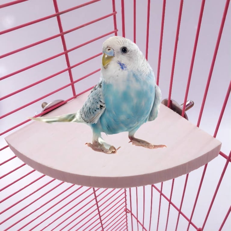 2-Piece Wood Bird Perch Platform Set - Natural Fir Wood Cage Stand For Parrots & Small Animals