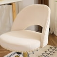 thumbnail image 3 of Ktaxon Chaise de Bureau Réglable en Flanelle, Chaise de Travail pour Ordinateur, Petit Tabouret de Coiffeuse à Roulettes avec Roues pour Étude, Maquillage, Salle d'Habillage, Blanc Cassé, 3 of 10