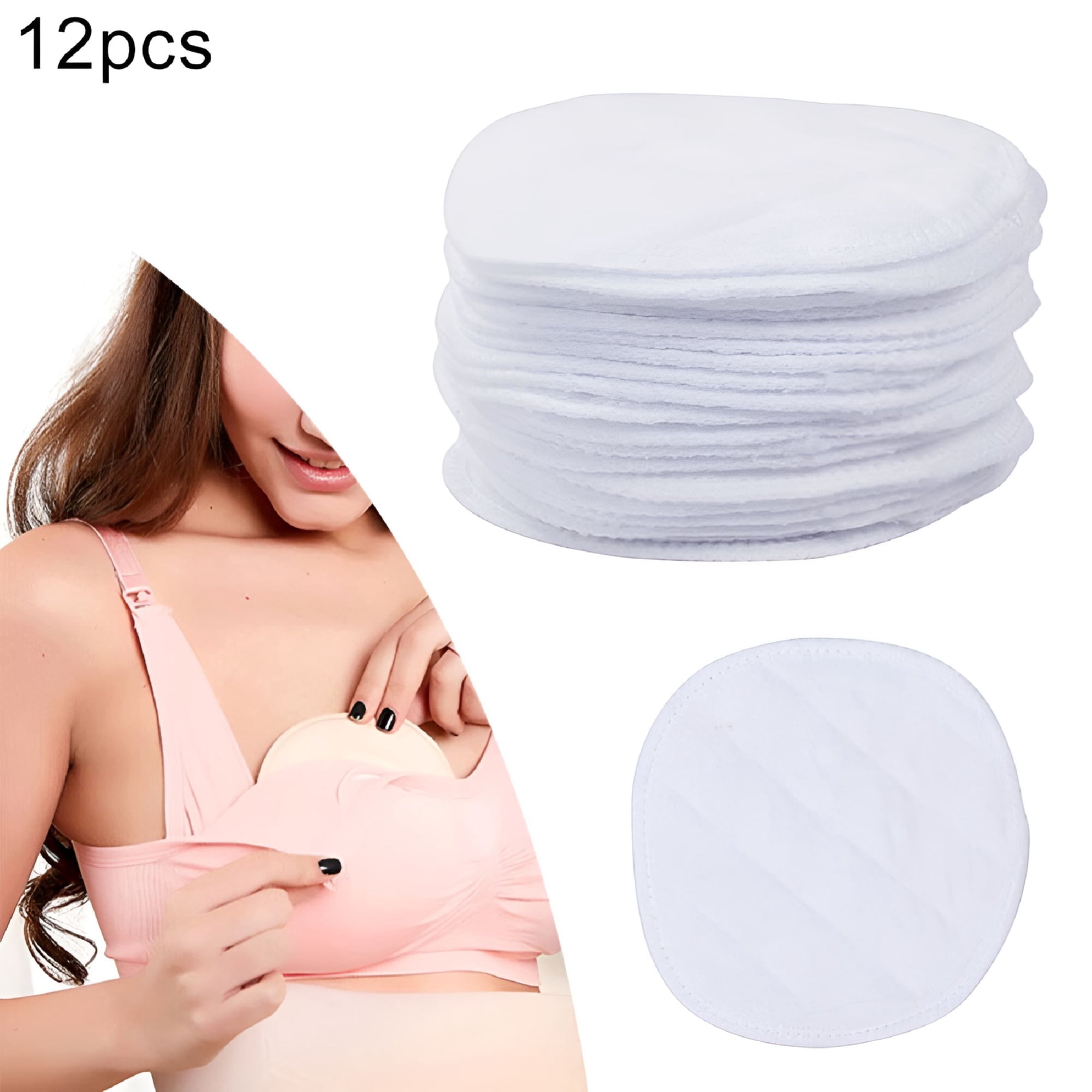 XIRQI 12 Pack Washable Cotton Nursing Pads, 3-Layer Quick Dry