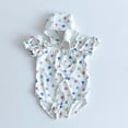 thumbnail image 3 of LckLvx Baby Girls Swimsuit Cute Print Stretchy Short Sleeve One-Piece Swimwear with Hat for 2-24 Months, 3 of 4
