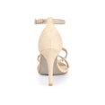 thumbnail image 3 of BLISSFUL STEP Women's Shoes Rhinestone Stiletto Heel Ankle Strap Sandals Beige 5, 3 of 8