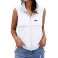 thumbnail image 2 of Inverlee Women's Hooded Sleeveless Vest Full Zip Lightweight Casual Outdoor Windbreaker with Pockets White M, 2 of 7