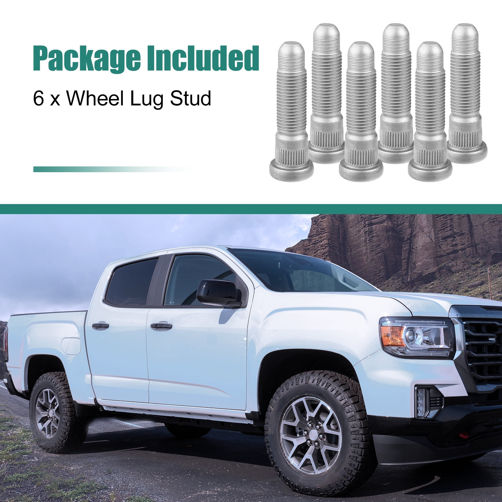 Unique Bargains 6pcs Long Serrated Wheel Studs M14x1.5 for Chevrolet Silverado 3500 HD
