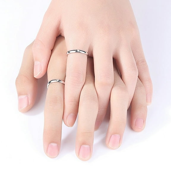 AOOOWER 2Pcs Simple Couple Rings for Women Men Simple Love Friendship Band Rings Gift