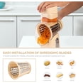 thumbnail image 4 of Rotary Cheese Grater with Handle - Vegetable Shredder with 5 Well-designed Blades & Strong Suction Base,Round Mandoline Slicer & Food Chopper for Kitchen,with Blade Storage Box, 4 of 8