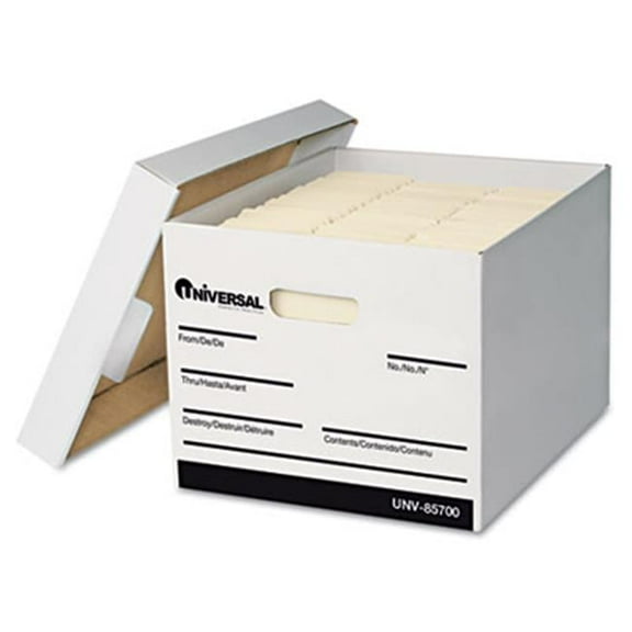 Universal  Extra-Strength Storage Box w/Lid  Letter/Legal  12 x 15 x 10  White  12/Carton
