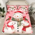 thumbnail image 2 of Manfei Cartoon Christmas Snowman Bed Sheets,Kawaii Cardinal Bird King Sheets,Merry Xmas Sheet Set For Girl Kids,Breathable Home Decor,4-Piece, 2 of 7