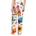 thumbnail image 3 of Disketp Flowers Birds And Butterflies Print Women'S Comfy Pajama Pants Casual Drawstring Palazzo Lounge Wide Leg Pants, 3 of 9