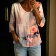 thumbnail image 2 of CLOISE Womens 3/4 Sleeve Tops Casual Shirts Loose Floral V Neck Pullover Fall Clothes Multicolor M, 2 of 5