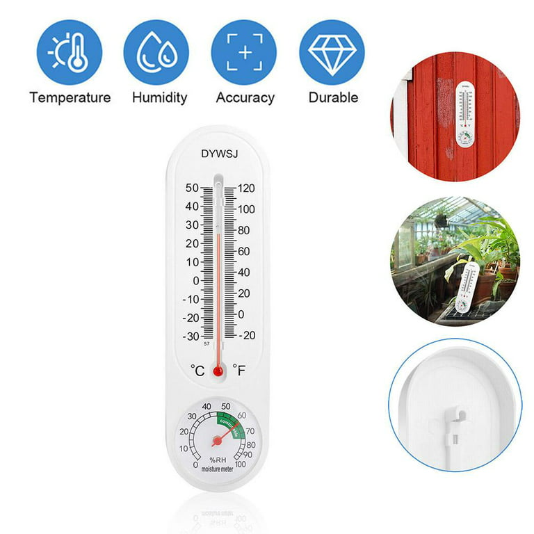 Wall Hanging Thermometer Indoor Outdoor Temperature Humidity Meter