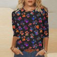 thumbnail image 2 of CYMMPU 3/4 Sleeve Round Neck Blouses for Women Dressy Casual Spring Tops Floral Pattern Fall Trendy Shirts Loose Fit Tunic Tops Lightweight Basic Tees Multicolor XXL, 2 of 5