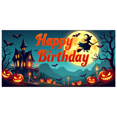 thumbnail image 3 of Spooky Themed Happy Birthday Banner with Ghost Cupcakes Pumpkins and Spiders Backdrop Background for Halloween Birthday Parties Photo Props Party Decorations, 3 of 4
