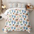 thumbnail image 2 of Homewish Cartoon Cowboy Boots Quilt King,Flowers Cactus King Coverlet Set,Blue Green,3 Pieces, 2 of 7