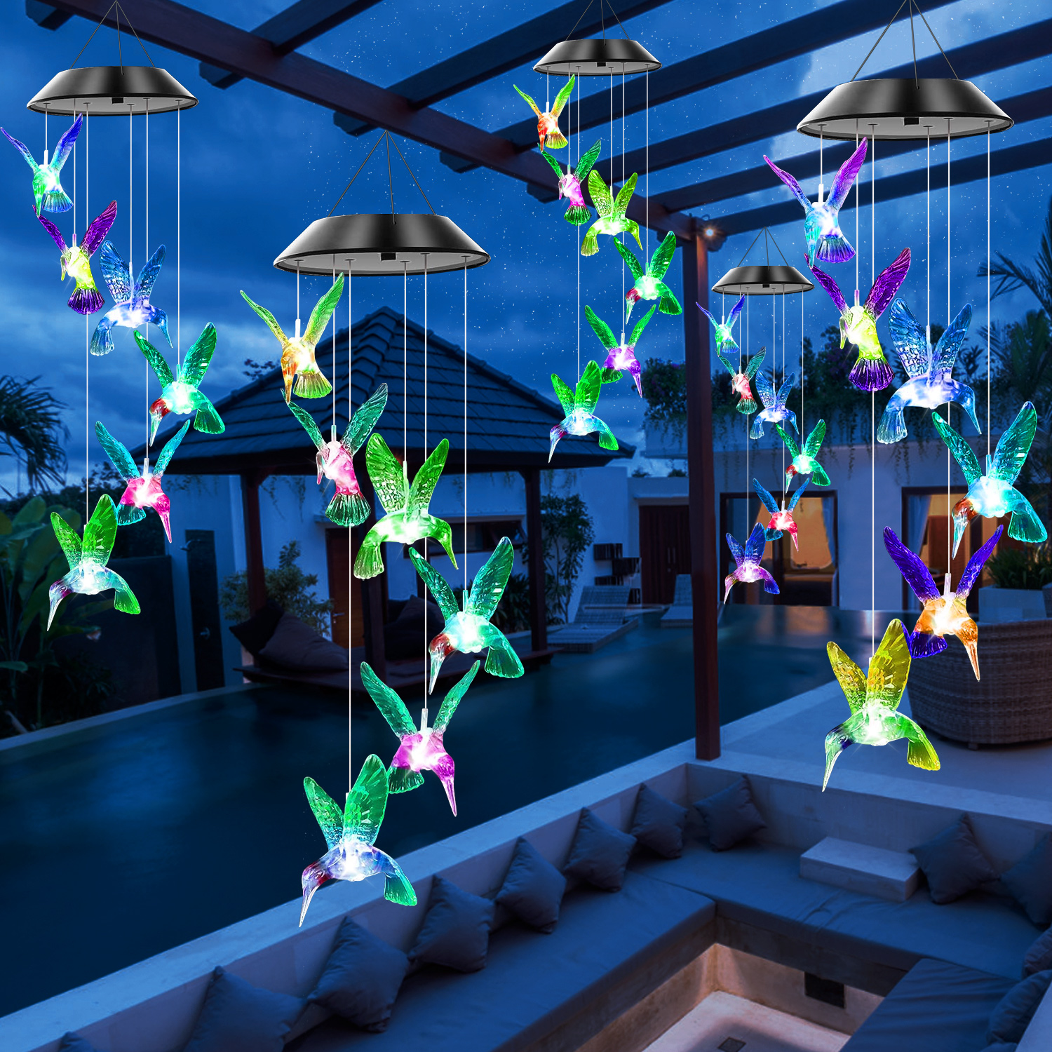 Rirool Solar Hummingbird Wind Chime Color Changing photo 8