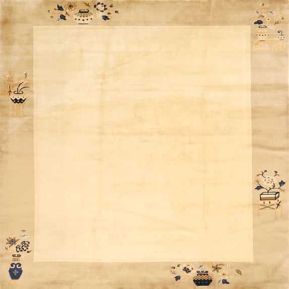 Ahgly Company Indoor Square Contemporary Sun Yellow Solid Area Rugs, 8' Square