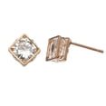 thumbnail image 3 of Women's Gold Dazzlers Cubic Zirconia Diamond Frame Stud Earrings by Howard's, 3 of 3