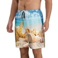 thumbnail image 2 of Bixox Men's Beach Starfish Shell printing Casual Classic Fit Short Summer Beach Shorts, 2 of 6
