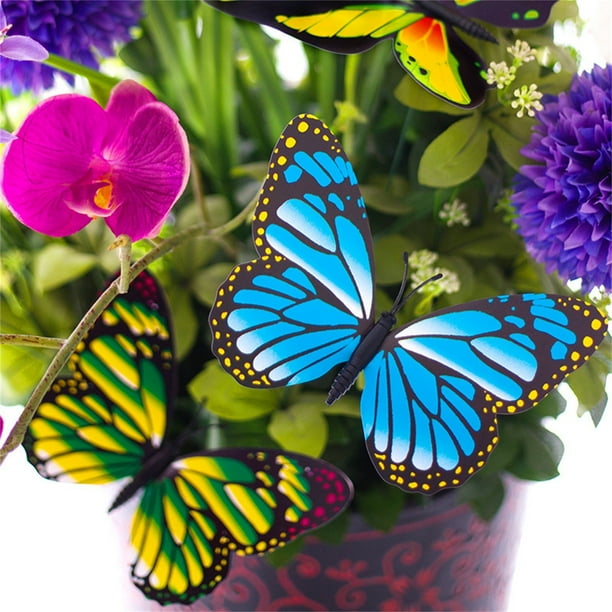 50 piezas de estacas para jardín al aire libre, maceta para flores, decoración de jardín, mariposa