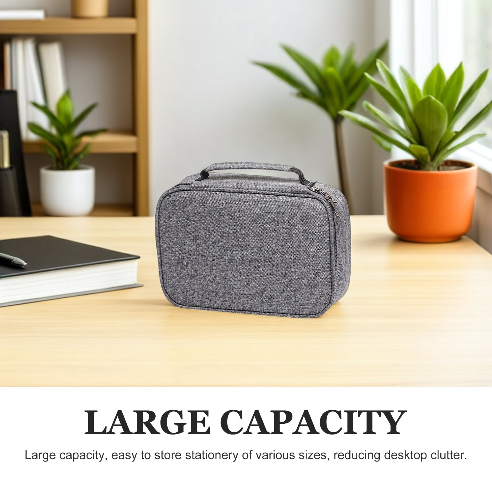 OUNONA Large Grey Pencil Case with Zipper, 72-Slot Colored Pencil Holder for Art Supplies and Stationery Storage