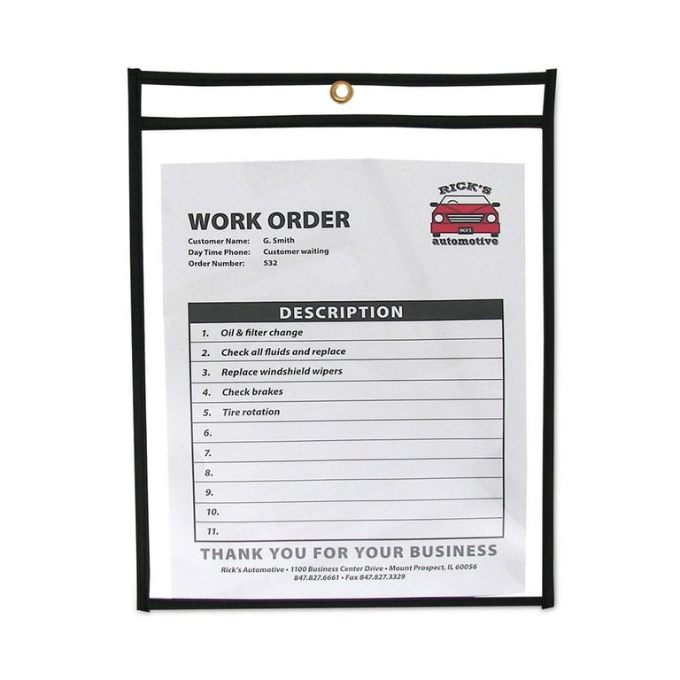 Magnetic Dry Erase Pockets by Two Point (10-Pack) - 10 x 14 in - Black  Clear Plastic Sleeves for Paper, Shop Ticket Holders, Job Ticket Holders,  Clear