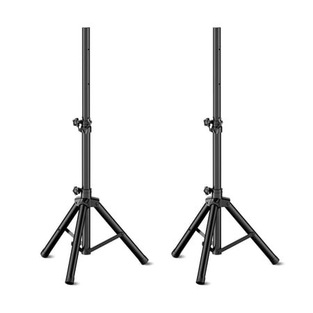 Unisoar Set of 2 Slim Mini Tripod Speaker Stands, Heavy-Duty Alloy Steel Frame, Adjustable Height 33.5"-53.5", PA DJ Short Speaker Stands with Standard Pole Mount for Home & Professional Events