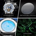 thumbnail image 4 of OLEVS Automatic Watches for Men Mechanical Self Winding Skeleton Moon Phase Dress Luxury Brown Black Leather Roma Rumerals Waterproof Luminous Mens Wrist Watches Reloj Para Hombre Red/Blue/White, 4 of 15