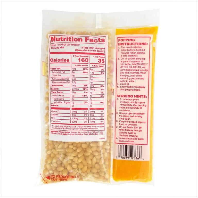 Mega Pop Popcorn, Butter, 8 oz Bag, 36 Bags/Carton Mega Pop Popcorn, Butter, 8 oz Bag, 36 Bags/Carton