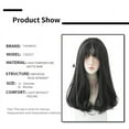 thumbnail image 4 of 7JHHWIGS Longues Perruques Synthétiques Noires Ondulées pour Femmes avec Franges Mode Résistantes à la Chaleur Mi-Longues Quotidiennes Cheveux Raides Brun Clair, 4 of 7