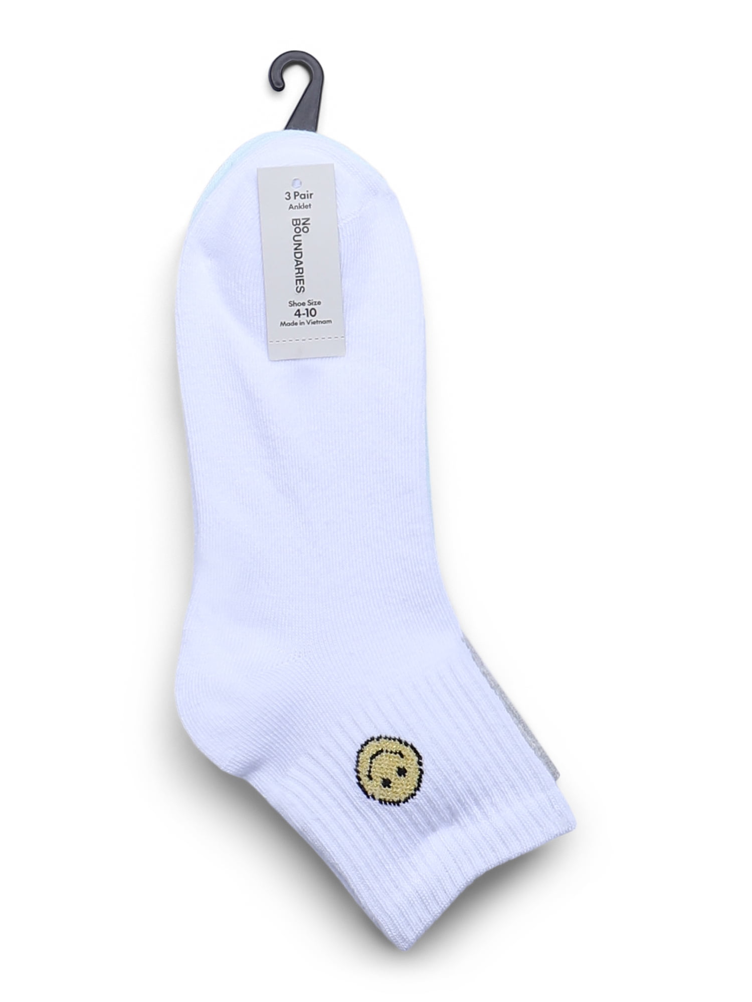 No Boundaries Ankle Socks, 3-Pack, Women's, Size 4-10